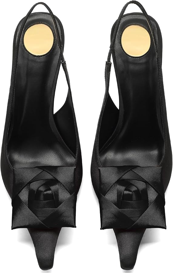 Amazon.com | Women's Flower Slingback Pumps - Closed Pointed Toe